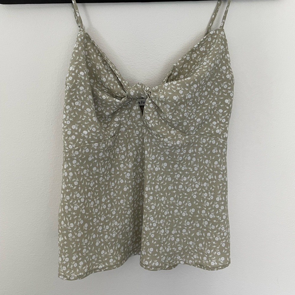 Abercrombie & Fitch Sage Green front Knot Cami